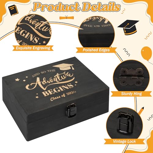 R HORSE Graduation Keepsake Wood Box, Engraving Wooden Memory Box for High School Graduates, Engraved Class of 2026 Gradua...