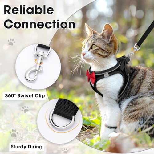 Cat Vest Harness and Leash Set for Walking Escape Proof, Adjustable Kitten Harness Breathable Mesh with Reflective Strips ...