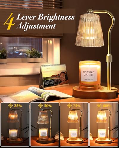 Candle Warmer Lamp, Wax Melt Warmer with 2 Bulbs for Scented Jar Candles, with Timer Dimmer Adjustable Height, Home Decor ...