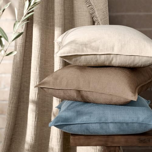 MIULEE Euro Sham Pillow Covers for Bed 26x26, 2 Pack Natural Linen Thick & Textured Decorative Throw Pillow Covers, Neutra...