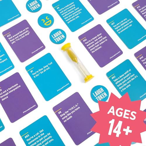 You Laugh You're Out [A Party Game with Hilarious Charades Family Card Games for Adults & Teens, 125 Prompt Cards Fun for ...