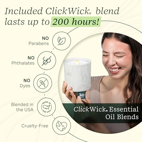 Lifelines Flameless Candle Aromatherapy Essential Oil Diffuser with 2 ClickWick Essential Oil Blends - Cordless & Waterles...