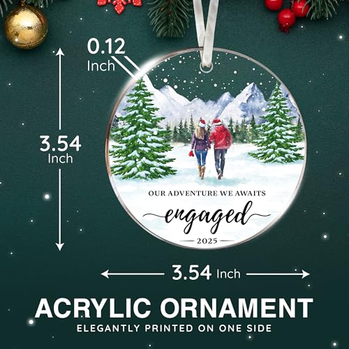 Engagement Gifts for Couples - Impressive 2025 Engagement Ornament Set, Timeless First Christmas Engaged Ornament, Unique ...