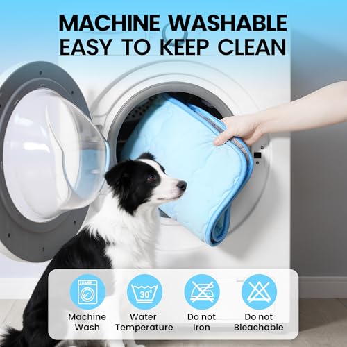 Dog Cooling Mat, Double-Sided with Cooling Fabric & Warm Flannel, 43.3" x 31.5" Thickened Cooling Mat for Dogs, No Electri...