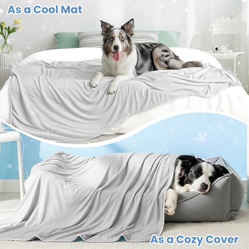 Mora Pets Premium Cooling Blanket for Dogs, Q-MAX>0.5 Washable Breathable Cooling Mat, Lightweight Soft Summer Pet Throw B...