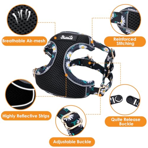 SlowTon Small Dog Harness - No Pull Dog Harness and Leash Set, Soft Mesh Lightweight Puppy Vest Harnesses, Adjustable Pet ...