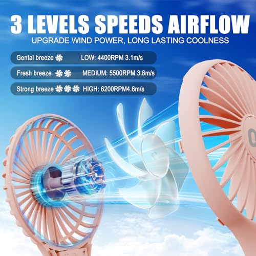 QQT Mini Handheld Fan, Small Personal Fan with 3 Speeds, Portable Battery Operated, USB Rechargeable Makeup Eyelash Dryer,...