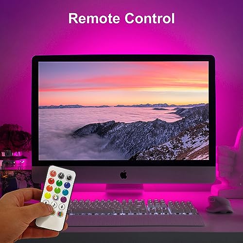 velted RGB Light Bar, Music Sync RGB IC LED Lights Bars, USB Powered Ambient Lighting, Remote Control Color Changing Gamin...