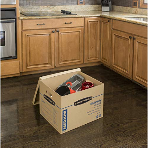 Bankers Box Medium Classic Moving Box 20 Pack, Reinforced Handles, Tape-Free Assembly, Box with Lid, 19-In x 14.5-In x 15....
