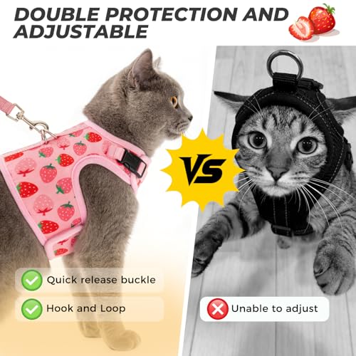 BINGPET Cat Harness and Leash Set Escape Proof, Fashionable Adjustable Mesh Harness for Walking, Soft Cute Breathable Easy...