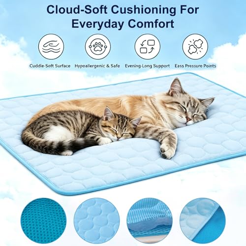 Dog Cooling Mat 22"x28" Q-Max>0.4, Absorbent & Pressure-Activated Self-Cooling, Non-Slip Scratch Resistant, Washable Cooli...