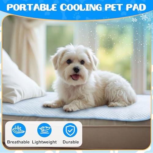 Chunful 4 Pack Pet Cooling Mat 26 x 20 Inches Cooling Pads for Cats Summer Ice Silk Self-Cooling Pet Mat Portable Washable...