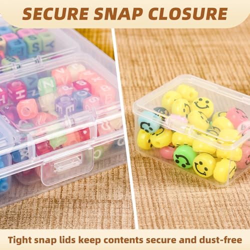 Cokapo Bead Organizer Box, 64 Pcs Clear Bead Storage Containers, Craft Organizers and Storage with Hinged Lids and Labels,...
