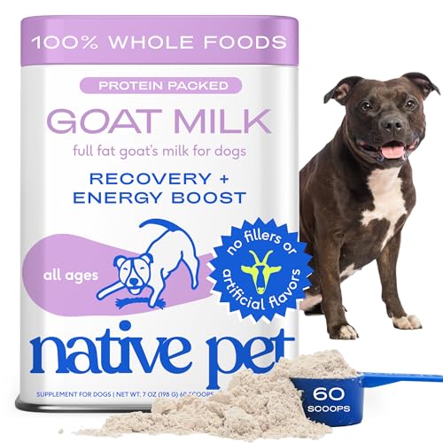 Native Pet Goat Milk Powder - Dog Food Topper for Active Dogs - Post-Activity Recovery, Energy, Immune Support, Hydration...