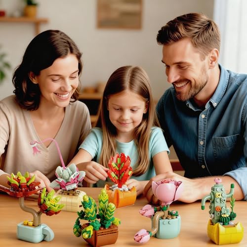 Sawaruita 10 Pack Succulent Mini Plant Building Blocks Set for Adults - 990 Pcs Flower Botanical Collection Home Office De...