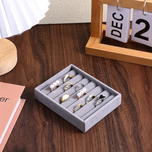Xthrotsenk 2pcs Small Ring Organizer Ring Holder Display Tray Velvet Rings Earrings Insert Holder for Girl Store Selling o...