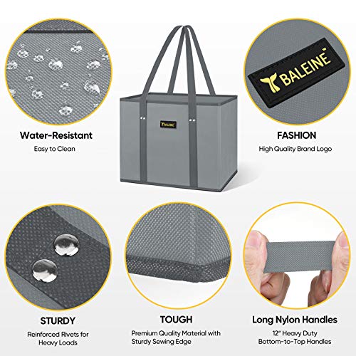 BALEINE 3Pk Reusable Grocery Bags, Foldable Shopping Bags for Groceries with Reinforced Bottom & Handles (Blossom Season)