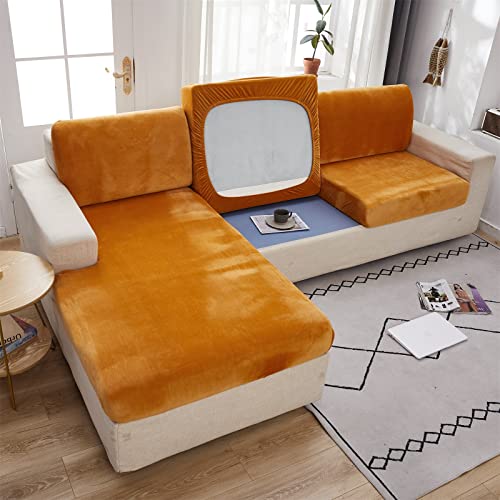 MIFXIN Velvet Stretchy Couch Cushion Slipcover Sofa Cover Universal Wear-Resistant L Shape Sectional Sofa Backrest Cushion...