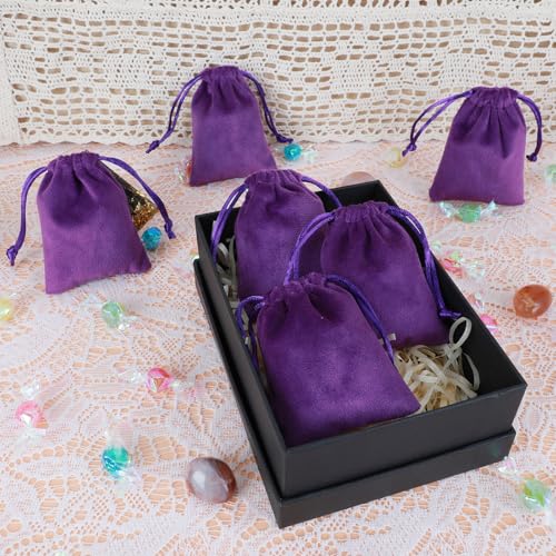Tapleap Velvet Jewelry Bags with Drawstring, Small Coin Purse, Dice Pouch for Wrapping Easter, Wedding Party and Bridal Sh...