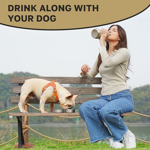 Tail Wagging Love 32oz 3-in-1 Travel Water Bottle for Dogs & Humans, Dual Use, Stainless Steel, Keeps Water Hot 6hrs/Cold ...