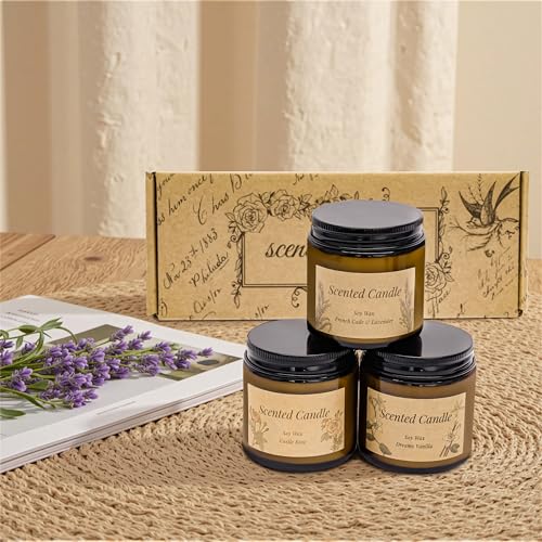 Rancco 3 Packs Scented Candles Set, Soy Candle for Home Scented, Floral Aromatherapy Jar Candles for Women & Men Ideal Gif...