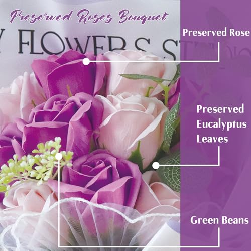 Preserved Flowers, Eternal Flower Roses Bouquet for Mom Grandma Wife Women Girlfriend on Mothers Day Gifts Anniversary Bir...