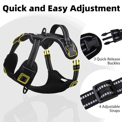 PUPTECK No Pull Dog Harness Small Sized, Adjustable Reflective Dog Harness with Handle Easy Control, Comfortable Soft Padd...