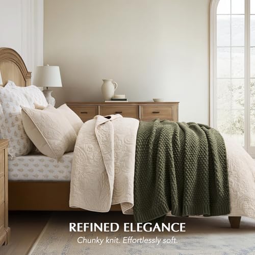 EVERGRACEHOME Chunky Chenille Knit Throw Blanket for Couch, Soft Luxurious Moss Stitch Chair Blankets for Bed, Cozy Decora...