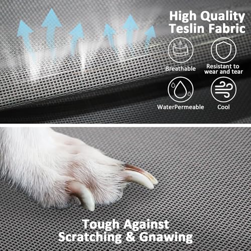 Elevated Dog Bed with Teslin Cooling Fabric - Lightweight Dog Cot for Small Dogs, Waterproof & Washable Breathable Mesh, R...