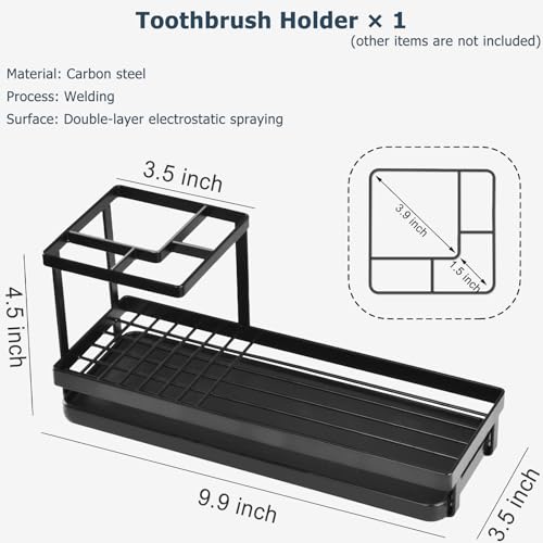 MYITYARD Toothbrush Holders for Bathrooms, 4 Slots Rustproof Metal Tooth Brushing Organizer with Drainage, Electric Tooth ...