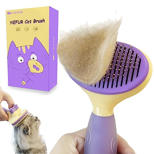 Cat Brush for Grooming and Shedding, Self-Cleaning Silicone Brush for Short and Long Haired Cats, Cat Gifts for Pet Lovers...