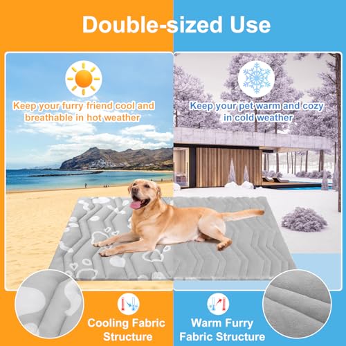 BEAUTYZOO Upgrade Dog Cooling Mat Extra Large, Reversible Self-Cooling Mat for Dogs, Thicken Pet Ice Cool Pad Blanket for ...
