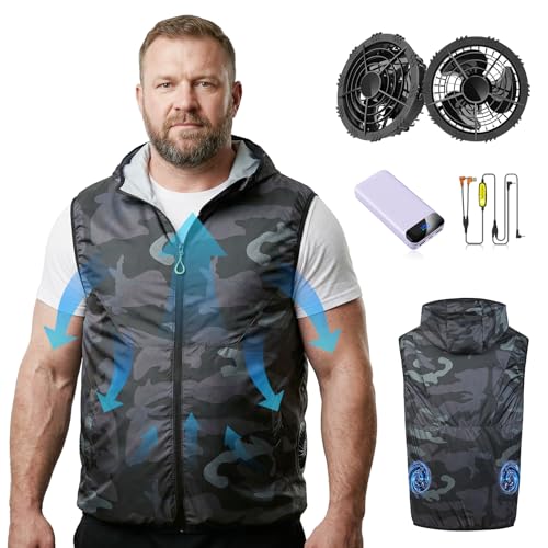 YMTHE Cooling Vest with 2 Fans and 30000mAh Large Battery Pack, Air Conditioned Jacket for Men