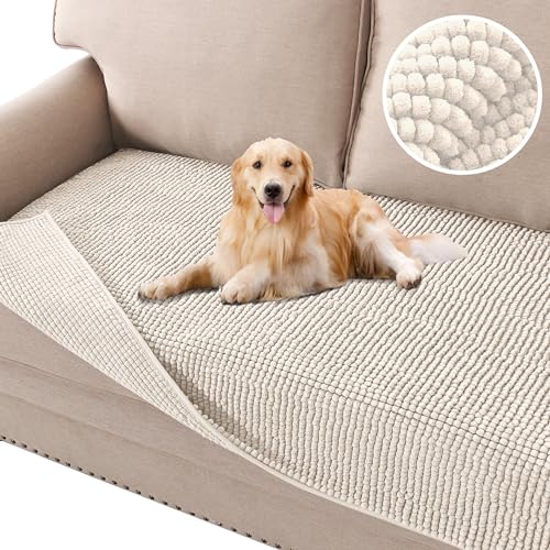 H.VERSAILTEX Plush Chenille Dog Bed Cover Thick Soft Sofa Covers Loveseat Cover for 2 Cushion Couch Anti Slip Couch Cover ...