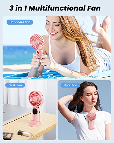 coldSky Portable Handheld Fan, 4000mAh Battery Operated with LED Display, Handheld/Neck/Desk 3 in 1 Personal Small Fan, 9...