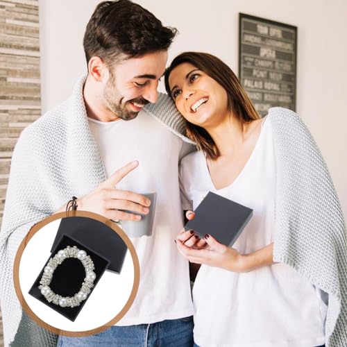 Thinp 2 Pack Foam Fill Cardboard Paper Jewelry Box Small Jewelry Gift Box Christmas Gift Box Necklace Bracelet Earring Org...