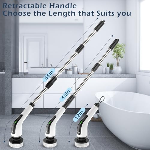 Bomves Electric Spin Scrubber, Cordless Cleaning Brush Scrubber for Home, 8 Replaceable Brush Heads-90Mins Work Time, 3 Ad...