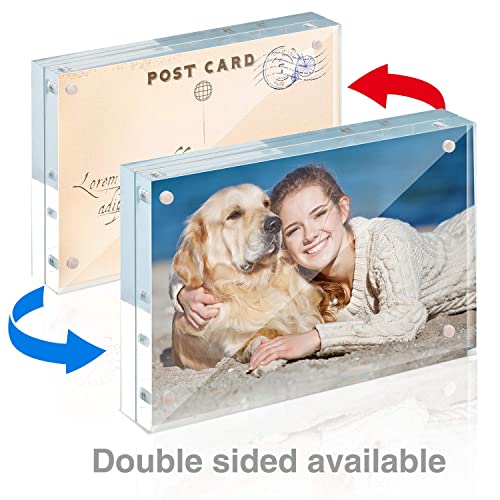 TWING 3 Pack 4 x 6 Acrylic Frame,Acrylic Picture Frames Horizontal Magnet Double Sided 4x6 Picture Frame,10+10MM Thick Cle...