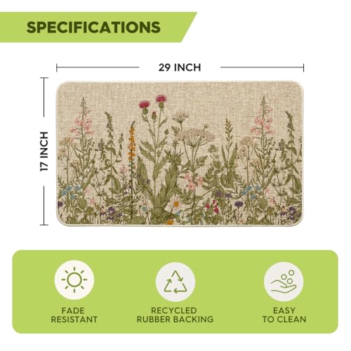 Artoid Mode Wildflower Spring Floral Doormat, Flowers Summer Home Decor Low-Profile Switch Rug Door Mat Floor Mat for Indo...