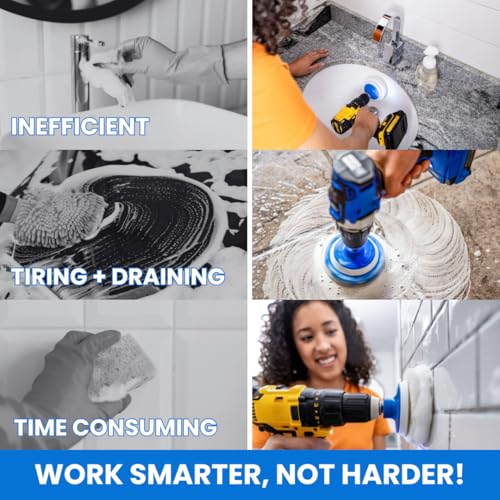 RotoScrub 7 Pack Multi-Purpose Drill Brush Kit for Cleaning Bathrooms, Showers, Tubs, Tile, Floors, Sinks, Toilets, Grout ...