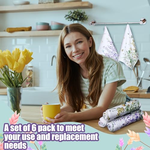 Redbaker 6 Pcs Floral Kitchen Towels Wildflower Print Dish Towels for Kitchen Absorbent Flower Butterfly Hand Decorative S...