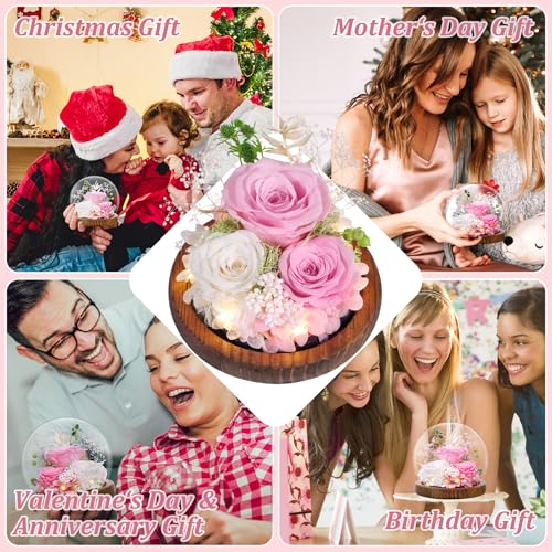 Gift for Woman Forever Flower for Delivery Prime Unique Preserved Flower Fresh Bouquet Pink Roses Birthday Gift for Her, W...