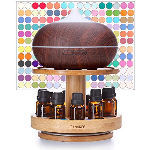 TJ.MOREE Bamboo Diffuser Holder Carousel- 2 Tier Height Increase Rack with Upper Tray for Holding Diffuser, for 5ml, 10ml,...