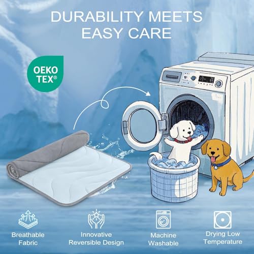 Cozyide Dog Cooling Mat, Q-Max>0.45 Thin Breathable Cooling Mat for Extra Large Dogs, Washable Reversible Dog Pad for Four...