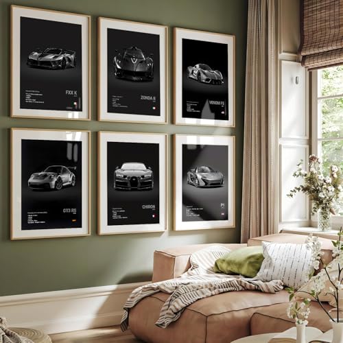 CSLGQGV Car Poster Vintage Racing Car Wall Art Supercar Canvas Prints Painting For Men Room Pictures Guys Dorm Room Aesthe...