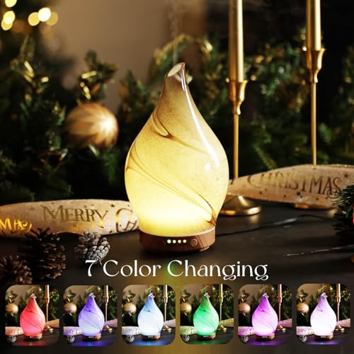 Porseme 150ml Essential Oil Diffuser Glass Color Changing Aroma Air Diffusers Aromatherapy Ultrasonic Cool Mist Humidifier...