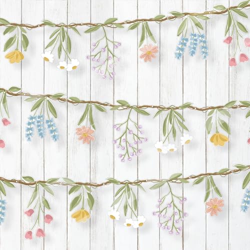 Cheerland Flower Banner Wildflower Garland Floral for Enchanted Garden Theme Wedding Wild Birthday Baby Bloom Fairy Tale T...