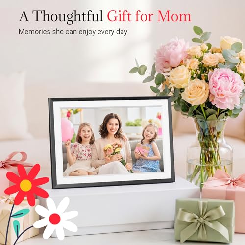 Frameo Digital Picture Frame – 10.1 Inch Smart Wi-Fi Photo Frame with Easy App Connection, Gift for Women, Mom, Grandma, W...