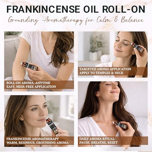 Frankincense Roll On – Pre-Diluted Frankincense Oil Essential Oil for Joints, Muscles & Skin Care, Aromatherapy Roller, Fr...