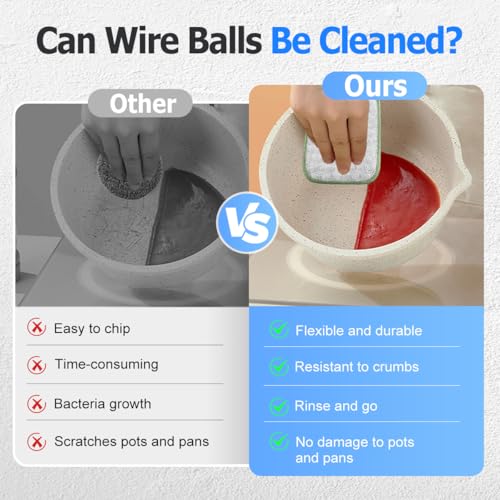 QITELL Multipurpose Steel Wire Cleaning Cloth - Double-Sided Scrub Rag for Kitchen Pots Pans Wet Dry (5)